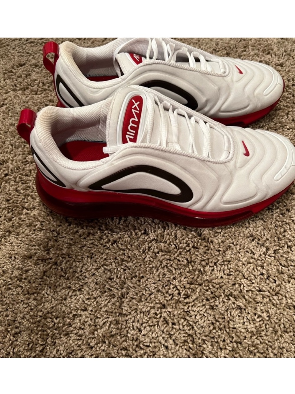 Nike Air Max 720 White Red Athletic Shoes